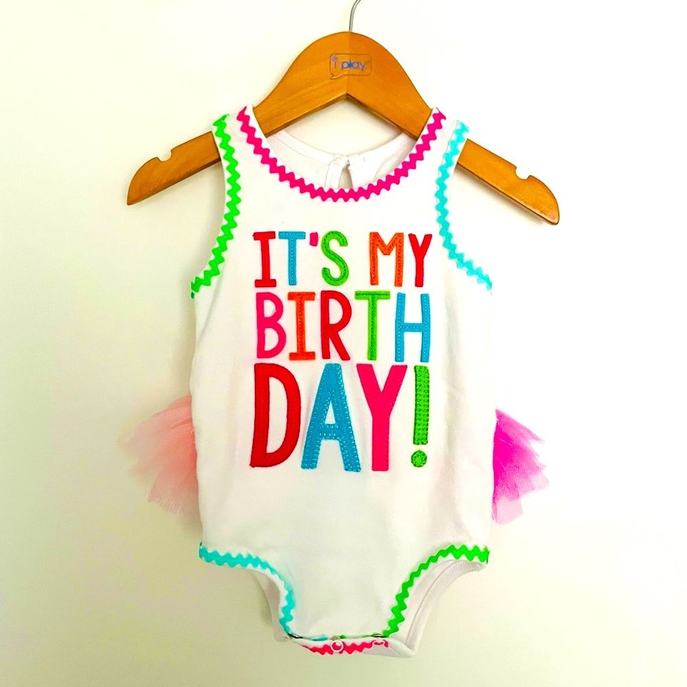 Worn Once Happy 1st Birthday Adorable One Piece with Cute Tutu Back